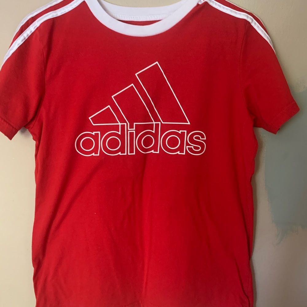 Adidas Retro Red and White Short Sleeve Tee with Logo